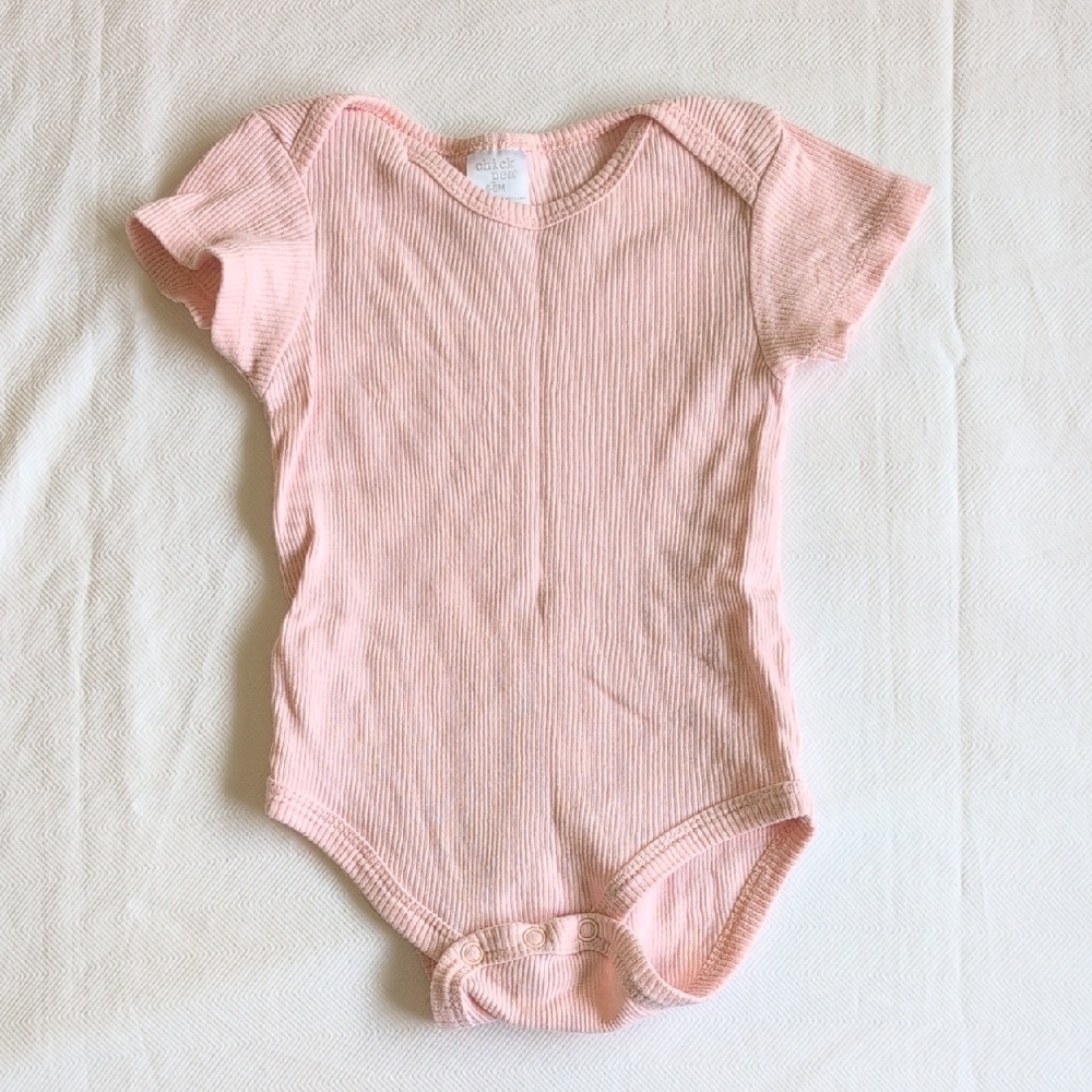 chick pea ribbed cotton short sleeve bodysuit pink 6-9 months baby girl